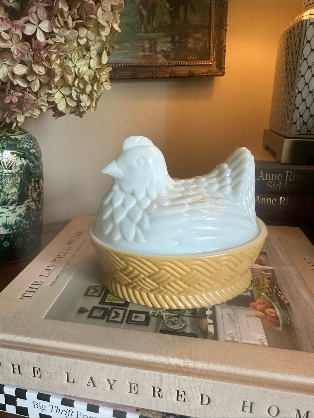Vintage 1970’s Milk Glass Avon Hen on a Nest
